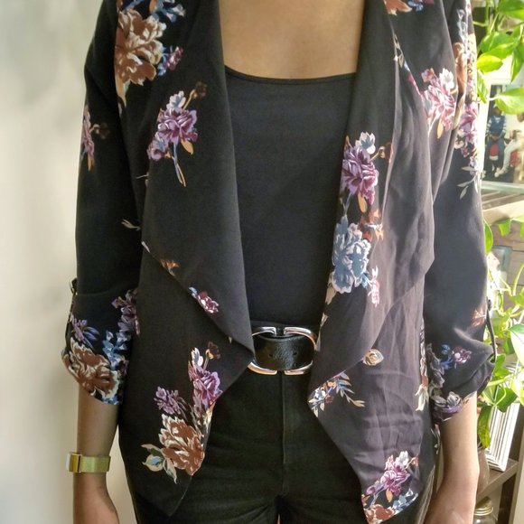 Flower Print Jules & Leopold- Open Front Shawl Blazer - Picture 5 of 5